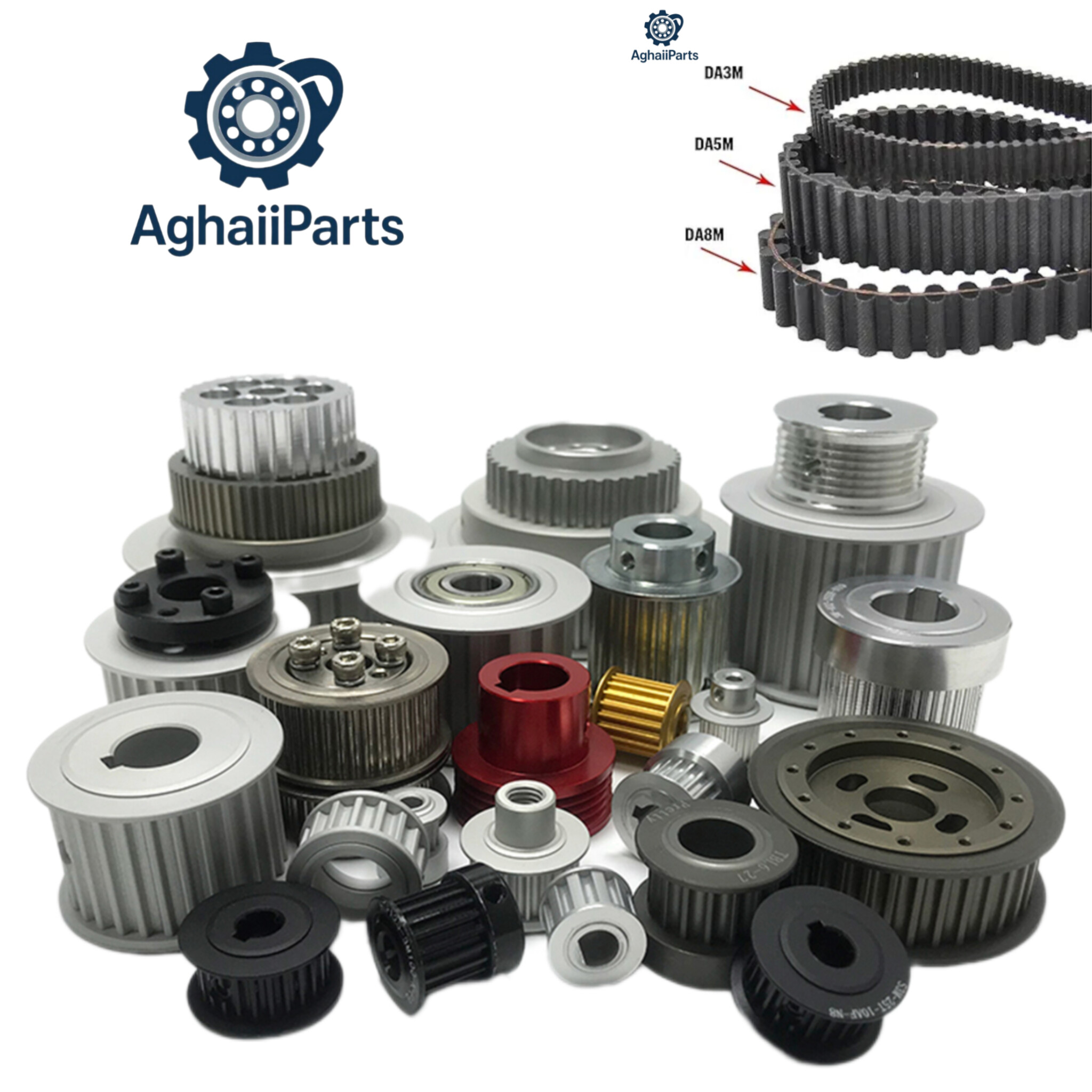پولی تسمه تایمینگ صنعتی سنگین 14M با گام 14 میلی متر 28 دندانه آهنی Timing Belt Pulley